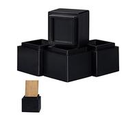 Relaxdays 10028827_46 Rehausseurs lot de 4, Élévateurs d’env. 8,5 cm, tables, autres meubles, 10x11,5x11,5 cm, noir, bambou, 4