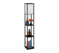 Relaxdays 10034463 Lampe droite avec étagère, HlP 160x26x26 cm douille E27, bois et acrylique, design moderne,éclairage sur pied, 1 unité
