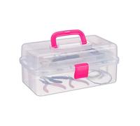 Relaxdays 10x Boîtes en plastique poignée rose