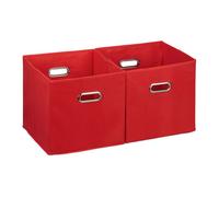 Relaxdays 12 x Boîtes de rangement tissu rouge