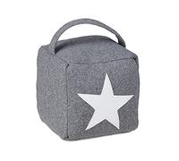 Relaxdays 1x Cale-Porte Design étoile, bloqueur de Porte, Tissu et Sable, butoir avec poignée, Haut, HxLxP : 20 x 15 x 15 cm, Gris
