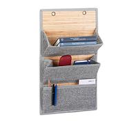 Relaxdays 1x Porte-Documents Organiseur Mural 3 Compartiments Porte ou Mur, Gris