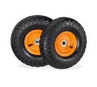 Relaxdays 2 roues pour diable 4.1/3.5-4, avec air, axe de 136 mm, jusqu’à 136 kg, jantes acier 260x85 mm, diff. couleurs