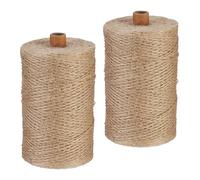 Relaxdays 2 Rouleaux de Ficelle en Jute (chacune : 500 m), Bricolage, Jardin, Emballage, Nature