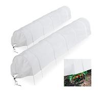 Relaxdays 2 Tunnels de Croissance Pliables, avec arceaux, Longueur 3,4 m, Tissu Non tissé, pour Le Jardin, Blanc