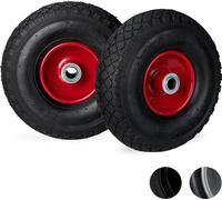 relaxdays 2 x roue de diable 3.00-4 noir-rouge