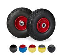 relaxdays 2 x roue de diable PU noir-rouge
