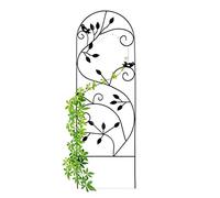 Relaxdays 2 x Treillis en métal avec Oiseaux, Support pour Plantes grimpantes, déco de Jardin, 120 x 40 cm, Motif de Lierre, Noir
