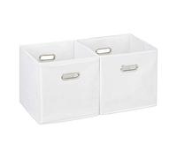 Relaxdays 2x boîtes de rangement, sans couvercle, avec poignée, pliable, panier en tissu carré, 30 cm, blanc