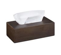 Relaxdays 2x boîtes mouchoirs bambou marron foncé