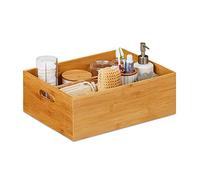 Relaxdays 2x Caisse de rangement bambou, solide, boîte sans couvercle, H x L x P : 40 x 30 x 14 cm, salle de bain, cuisine, nature