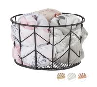 Relaxdays 2x Corbeille fil de fer Panier métal rangement vêtement Accessoires cosmétiques HxD: 12 5 x 22 cm noir
