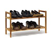 Relaxdays 2X Étagères à Chaussures Armoire Rangement de Souliers 2 Niveaux Bois de Noyer Déco pour Environ 6 Paires, Nature