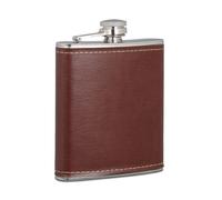 Flasque inox 200 ml, lot 2, réservoir alcool en acier inoxydable avec faux cuir fiole de poche, brun