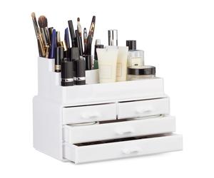 Relaxdays 2x Organiseurs maquillage 4 tiroir blanc