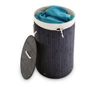 Relaxdays 2x Panier à linge bambou rond noir