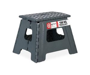 Relaxdays 2x tabourets pliables L gris foncé