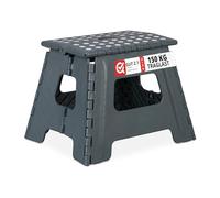 Relaxdays 2X Tabourets pliants, Taille L, Portable, escabeau de Salle de Bain, 120 kg, Plastique, 32,5 cm de Haut, Gris foncé
