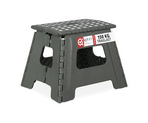 Relaxdays 2X Tabourets pliants, Taille L, Portable, escabeau de Salle de Bain, 120 kg, Plastique, 32,5 cm de Haut, Gris Clair