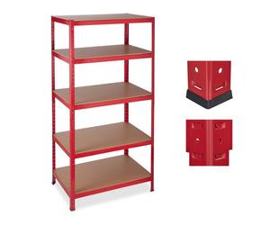 Relaxdays 2xÉtagère charge lourde 180x90x60 rouges