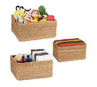 Relaxdays 3 paniers de rangement rectangulaires, 3 tailles différentes, organiseurs pour la salle de bain, natures