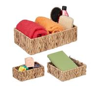 Relaxdays 3 paniers de rangement, trois tailles différentes, aspect tressé, eichhornia, pour salle bain, natures