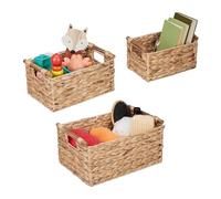 Relaxdays 3 paniers de Rangement, Trois Tailles différentes, Aspect tressé, eichhornia, pour Salle Bain, Natures