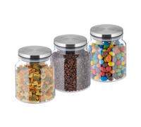 Relaxdays 3x bocaux en verre de 1100 ml