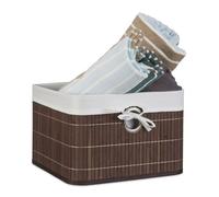 Relaxdays 3x Corbeilles Panier de rangement bambou
