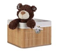 Relaxdays 3x Corbeilles Panier de rangement bambou