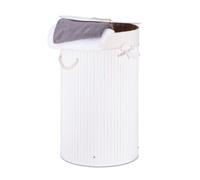 Relaxdays 3x Panier à linge bambou rond blanc