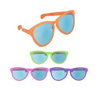 Relaxdays 4 Paires de Lunettes pour Faire la fête, Carnaval, Plastique, Verres teintés en Bleu, Multicolore