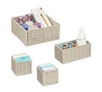 Relaxdays 4 paniers de Rangement, 3 Tailles différentes, pour l’Armoire ou l’étagère, Design tressé, Gris