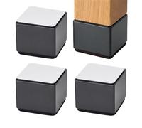 Relaxdays 4 rehausseurs de Meubles carrés, H x L x P : 5 x 6 x 6 cm, Noir | Acier au carbone, autocollant, feutre, pieds de meuble jusqu'à 500 kg