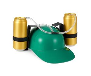 Relaxdays 4 x Casque de fête avec Tuyau, pour 8 canettes de bière, Accessoire Amusant pour Festivals, Vert