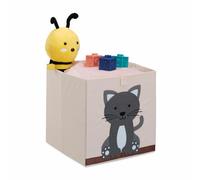 Relaxdays 4052025449889 Boîte de rangement Carré Carton, Toison, Polyester Beige, Gris
