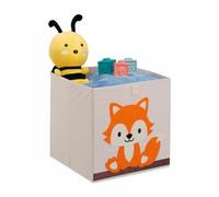 Relaxdays 4052025449902 Boîte de rangement Carré Carton, Toison, Polyester Beige, Orange