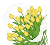Relaxdays 48 tulipes artificielles jaunes