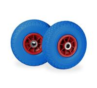 Relaxdays 4x Roues de brouette 3.00-4 bleu rouge