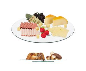 Relaxdays 4xAssiette tournante en verre