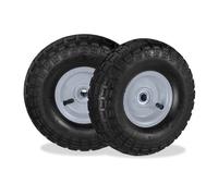 Relaxdays 4xRoues de diable jante acier gris/noir