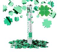 Relaxdays 5xLanceur de confettis trèfle Quatre Feuilles 40 cm Pluie Chance Nouvel an, Vert métallique
