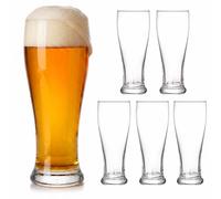 Relaxdays Verres à bière x6, 460 ml, hauts pour bière de blé et pils, transparents, lave-vaisselle