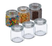 Relaxdays 6x bocaux en verre de 1300 ml