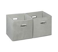 Relaxdays 6x boîtes de rangement, sans couvercle, avec poignée, pliable, panier en tissu carré, 30 cm, à poser sur étagère, gris