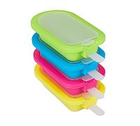 Relaxdays 8 moules à Glace en Silicone, pour Glaces à l'eau, Glaces à la crème, sans BPA, Lot de 8, Vert/Bleu/Rose/Jaune
