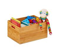 Relaxdays 8x Caisse de rangement bambou, solide, boîte sans couvercle, HxLxP : 40 x 30 x 21 cm, salle de bain, cuisine, nature