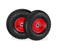 Relaxdays 8xRoues de diable jante acier rouge/noir
