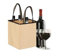 Relaxdays 9 x Sac à Bouteilles pour 9 Bouteilles, Porte-Bouteilles pour vin, bière, Sac à Boissons, HLT 45x24x24 cm, Beige