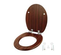 Relaxdays Abattant WC, double fermeture ralentie, 37,5 x 43,5 cm, MDF, 150 kg, ovale, brun foncé